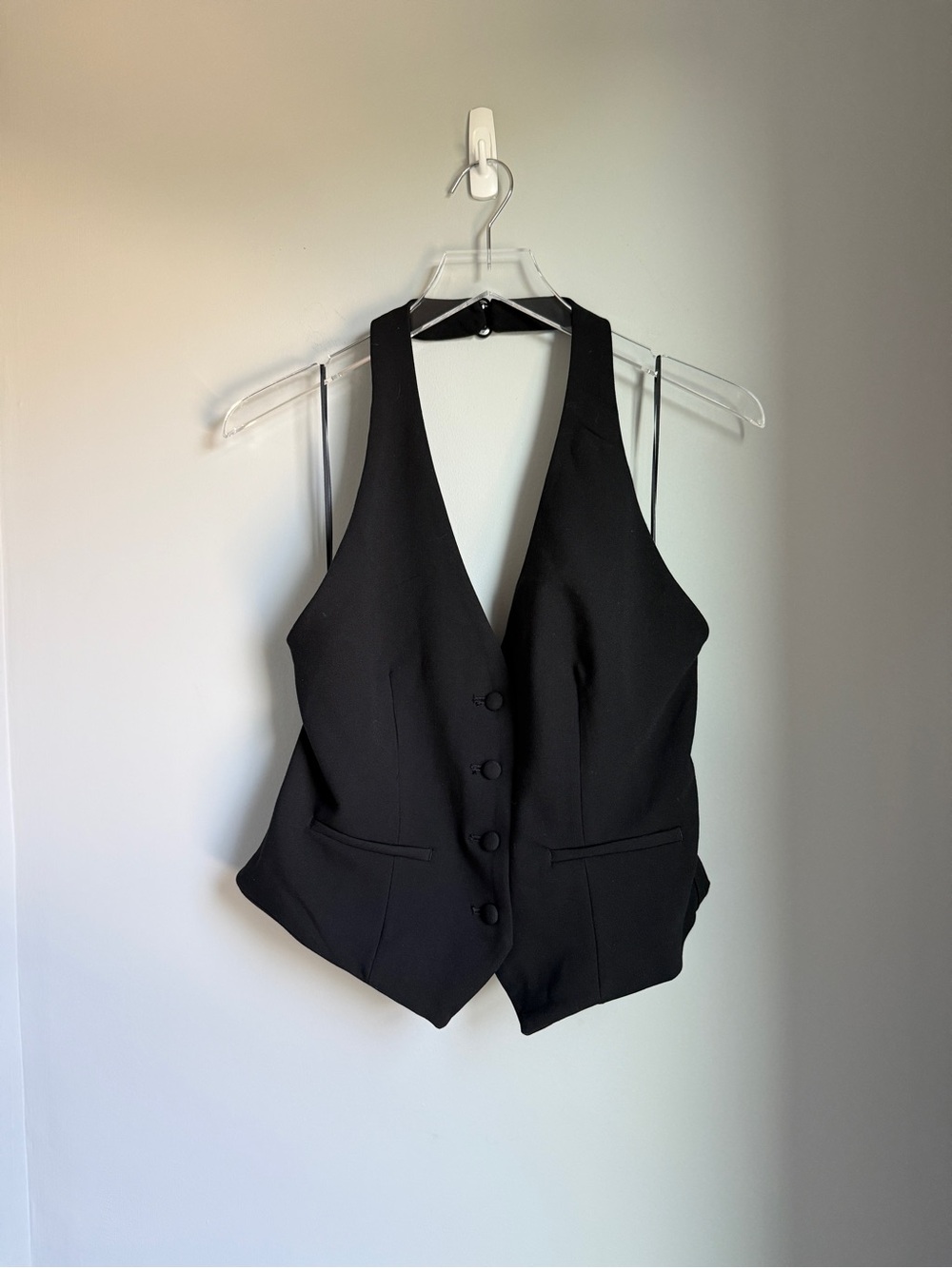 Anthropologie Vest Top Halter Black Small NWT Buttons